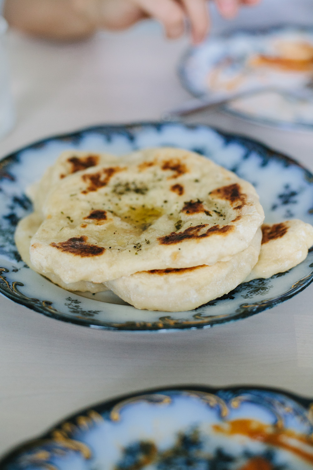 sourdough naan made from discard