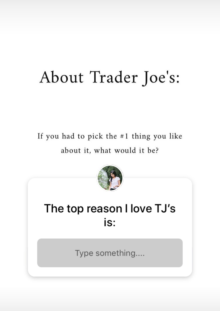 InstaStory Screenshot of Trader Joe's Survey