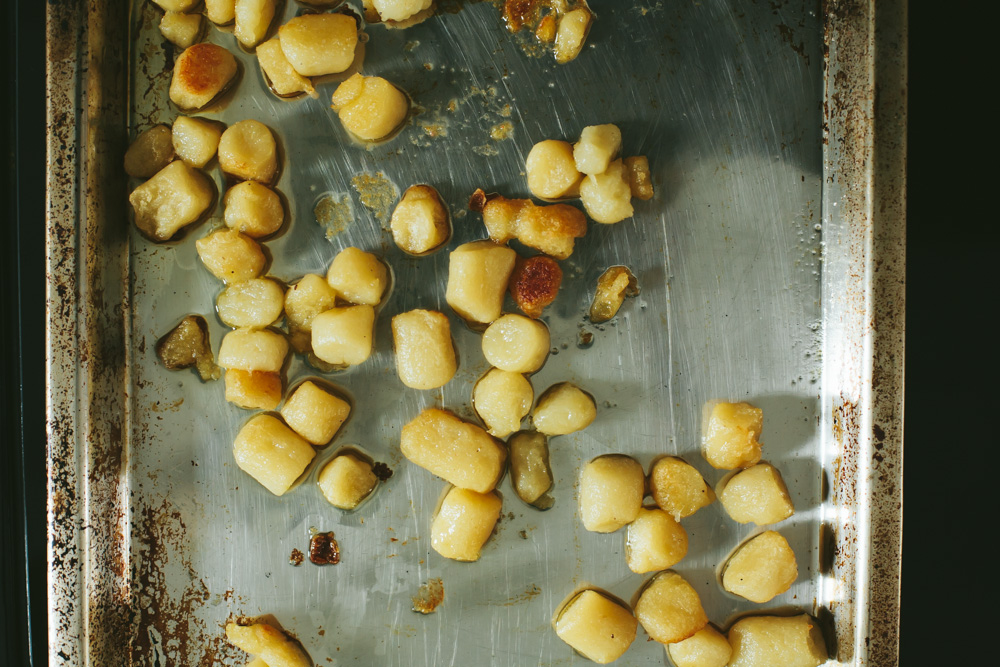 roasting Trader Joe's cauliflower gnocchi