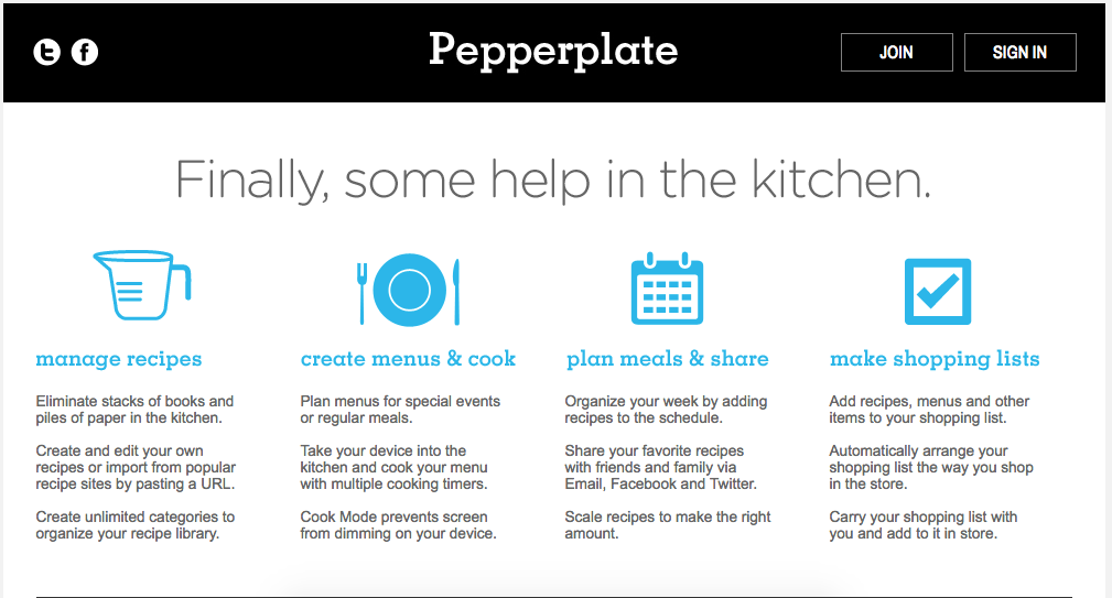 pepperplate meal planner